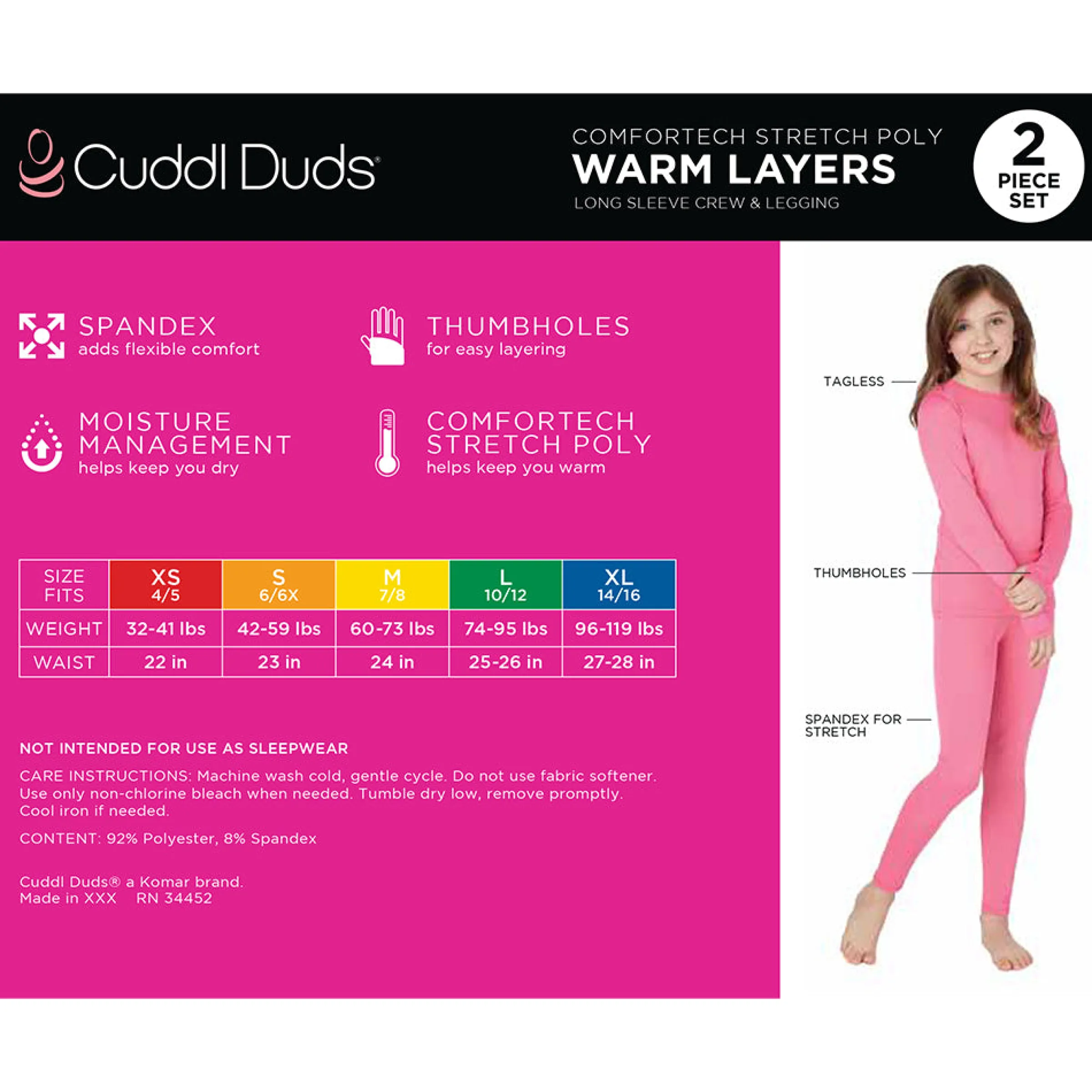 Outlet Girls Comfortech Stretch Poly 2 pc. Long Sleeve Crew & Pant Set Kids Girls Sets