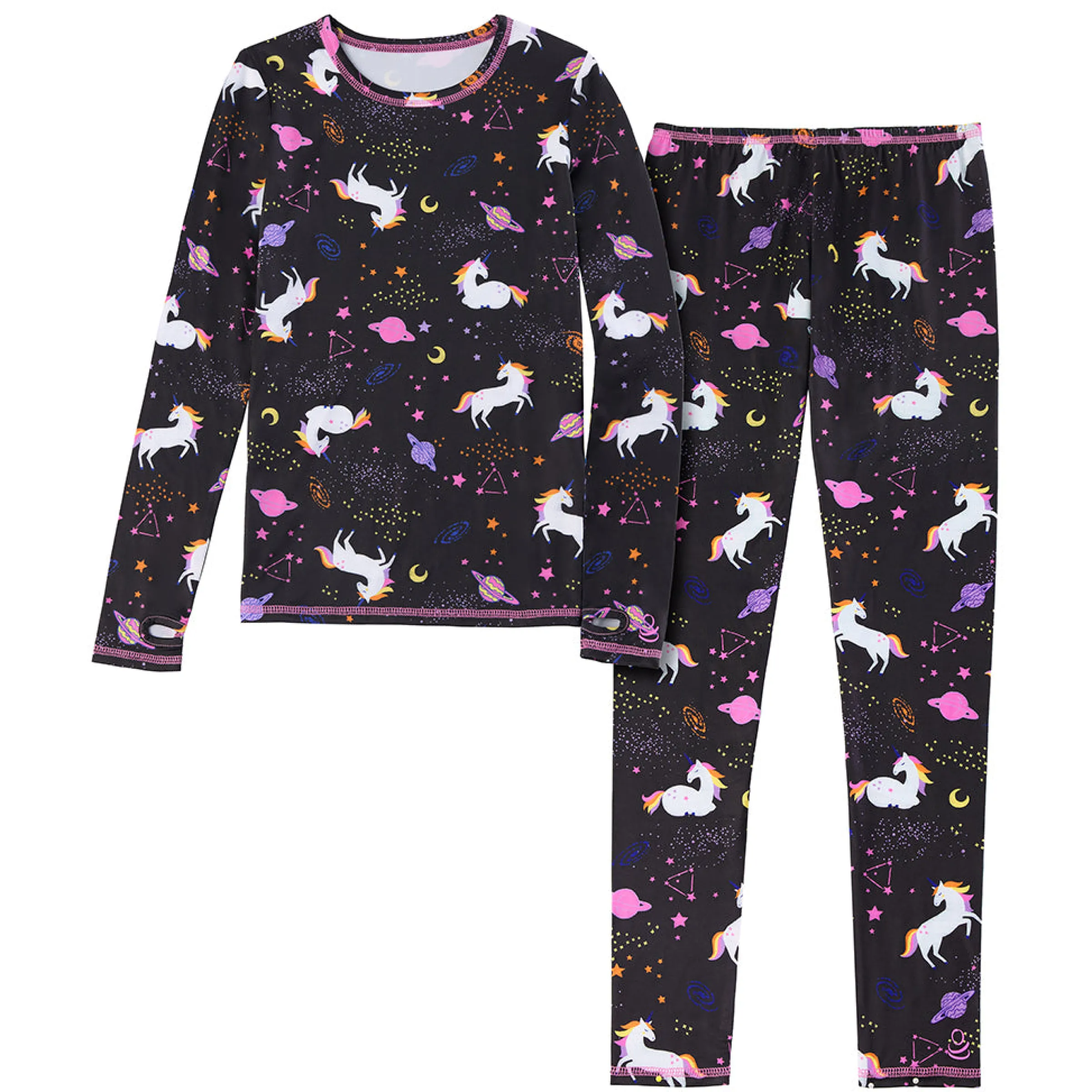 Outlet Girls Comfortech Stretch Poly 2 pc. Long Sleeve Crew & Pant Set Kids Girls Sets