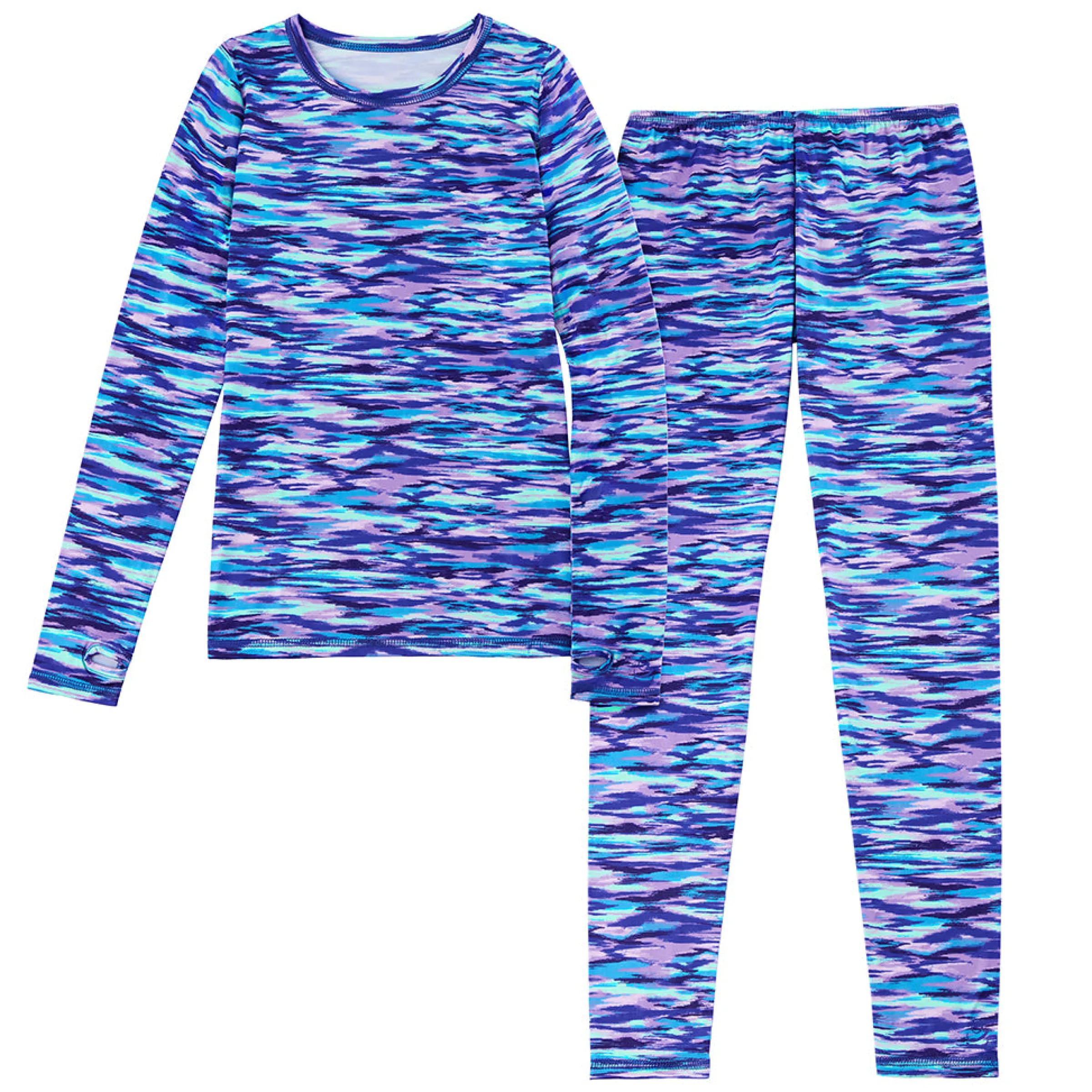 Outlet Girls Comfortech Stretch Poly 2 pc. Long Sleeve Crew & Pant Set Kids Girls Sets