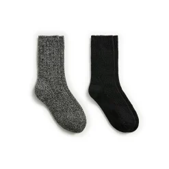 Sale Lace Diamond Texture/Wide Rib Crew Sock 2-Pack Women Socks|Women's Accessories