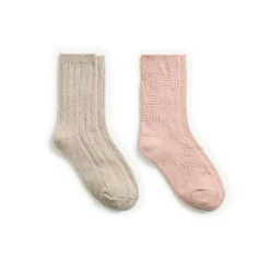 Sale Lace Diamond Texture/Wide Rib Crew Sock 2-Pack Women Socks|Women's Accessories