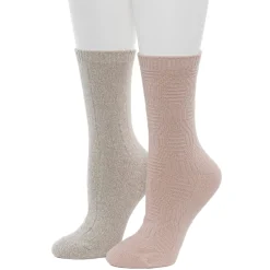 Sale Lace Diamond Texture/Wide Rib Crew Sock 2-Pack Women Socks|Women's Accessories
