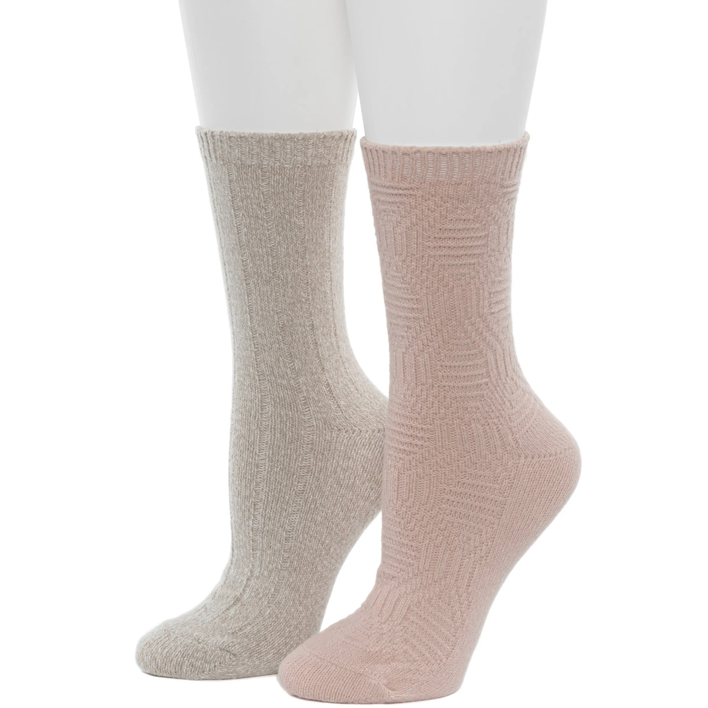 Sale Lace Diamond Texture/Wide Rib Crew Sock 2-Pack Women Socks|Women's Accessories