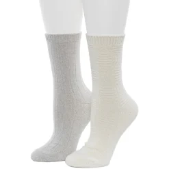 Sale Lace Diamond Texture/Wide Rib Crew Sock 2-Pack Women Socks|Women's Accessories
