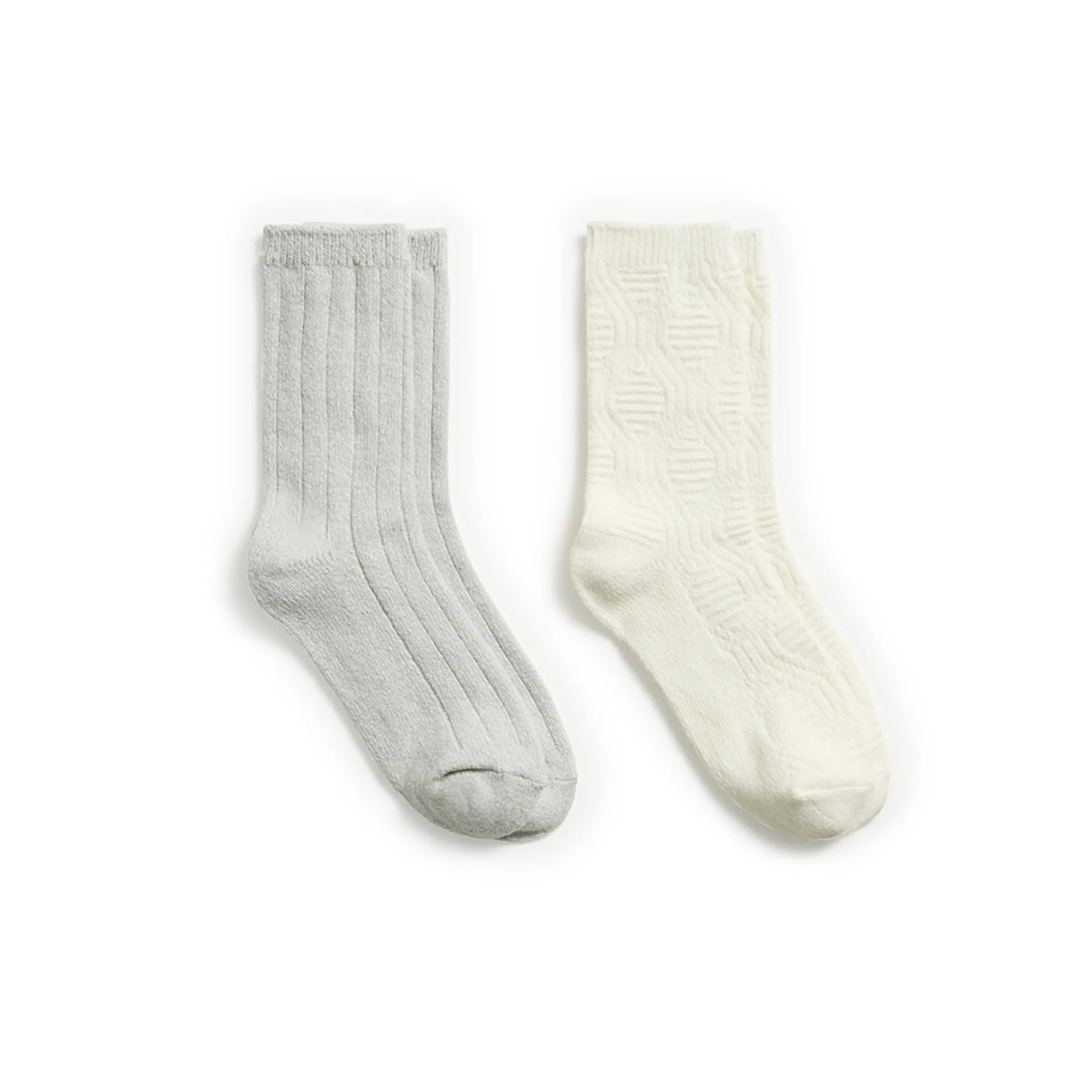 Sale Lace Diamond Texture/Wide Rib Crew Sock 2-Pack Women Socks|Women's Accessories
