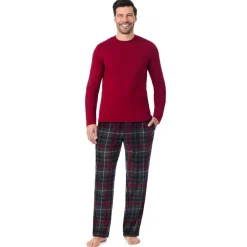 Clearance Mens Cabin Fleece Long Sleeve Crew and Pajama Pant 2-Pc Set Pants|Sleepwear