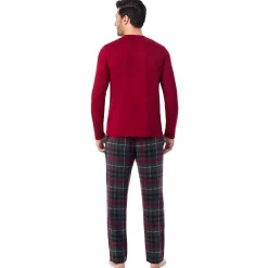 Clearance Mens Cabin Fleece Long Sleeve Crew and Pajama Pant 2-Pc Set Pants|Sleepwear
