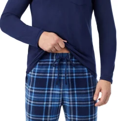 Clearance Mens Cabin Fleece Long Sleeve Crew and Pajama Pant 2-Pc Set Pants|Sleepwear
