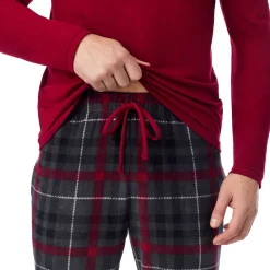 Clearance Mens Cabin Fleece Long Sleeve Crew and Pajama Pant 2-Pc Set Pants|Sleepwear
