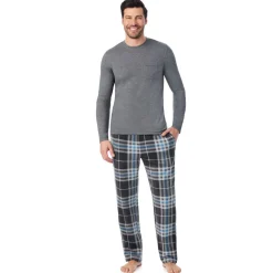 Clearance Mens Cabin Fleece Long Sleeve Crew and Pajama Pant 2-Pc Set Pants|Sleepwear