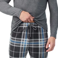 Clearance Mens Cabin Fleece Long Sleeve Crew and Pajama Pant 2-Pc Set Pants|Sleepwear