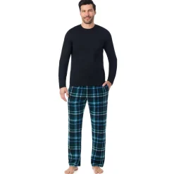 Clearance Mens Cabin Fleece Long Sleeve Crew and Pajama Pant 2-Pc Set Pants|Sleepwear