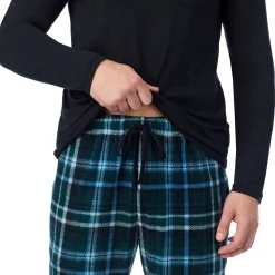 Clearance Mens Cabin Fleece Long Sleeve Crew and Pajama Pant 2-Pc Set Pants|Sleepwear
