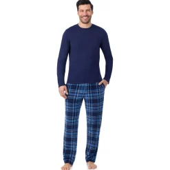 Clearance Mens Cabin Fleece Long Sleeve Crew and Pajama Pant 2-Pc Set Pants|Sleepwear