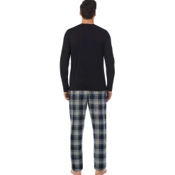 Discount Mens Cabin Fleece Long Sleeve Crew and Pajama Pant 2-Pc Set Sleepwear