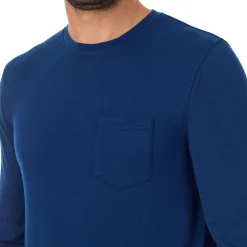 Discount Mens Cabin Fleece Long Sleeve Crew and Pajama Pant 2-Pc Set Sleepwear
