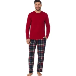 Discount Mens Cabin Fleece Long Sleeve Crew and Pajama Pant 2-Pc Set Sleepwear