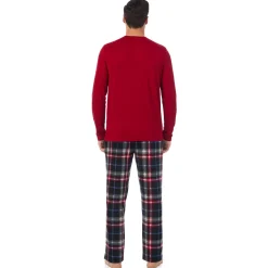 Discount Mens Cabin Fleece Long Sleeve Crew and Pajama Pant 2-Pc Set Sleepwear