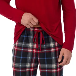 Discount Mens Cabin Fleece Long Sleeve Crew and Pajama Pant 2-Pc Set Sleepwear