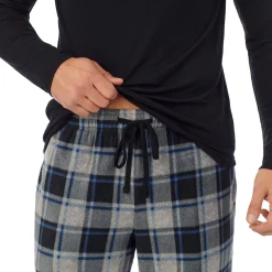 Discount Mens Cabin Fleece Long Sleeve Crew and Pajama Pant 2-Pc Set Sleepwear