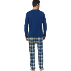 Discount Mens Cabin Fleece Long Sleeve Crew and Pajama Pant 2-Pc Set Sleepwear