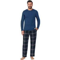 Clearance Mens Classic Long Sleeve Crew and Pajama Pant 2-pc Set Sleepwear