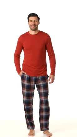 Clearance Mens Classic Long Sleeve Crew and Pajama Pant 2-pc Set Sleepwear