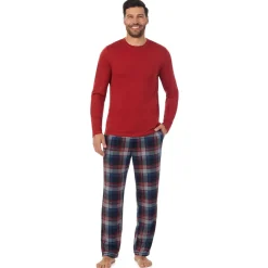 Clearance Mens Classic Long Sleeve Crew and Pajama Pant 2-pc Set Sleepwear