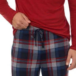 Clearance Mens Classic Long Sleeve Crew and Pajama Pant 2-pc Set Sleepwear
