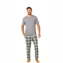 Sale Mens Classic Short Sleeve Crew Neck Tee and Pajama Pant 2-pc Set Sleepwear