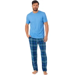 Sale Mens Classic Short Sleeve Crew Neck Tee and Pajama Pant 2-pc Set Sleepwear