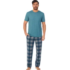 Sale Mens Classic Short Sleeve Crew Neck Tee and Pajama Pant 2-pc Set Sleepwear