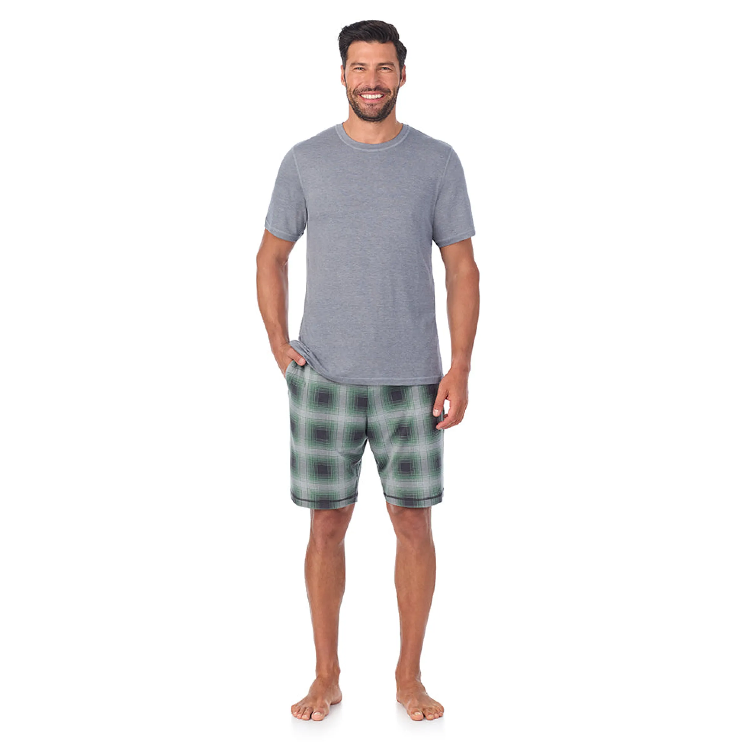 New Mens Classic Short Sleeve Crew Neck Tee and Pajama Short 2-pc Set Sleepwear