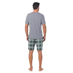 New Mens Classic Short Sleeve Crew Neck Tee and Pajama Short 2-pc Set Sleepwear