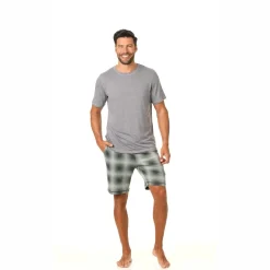New Mens Classic Short Sleeve Crew Neck Tee and Pajama Short 2-pc Set Sleepwear
