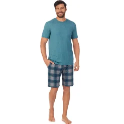 New Mens Classic Short Sleeve Crew Neck Tee and Pajama Short 2-pc Set Sleepwear