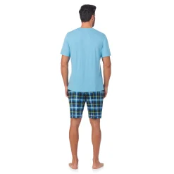New Mens Classic Short Sleeve Crew Neck Tee and Pajama Short 2-pc Set Sleepwear