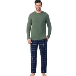 Best Mens Cozy Lodge Long Sleeve Crew and Pajama Pant 2-Pc Set Sleepwear|Pants