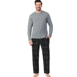 Best Mens Cozy Lodge Long Sleeve Crew and Pajama Pant 2-Pc Set Sleepwear|Pants
