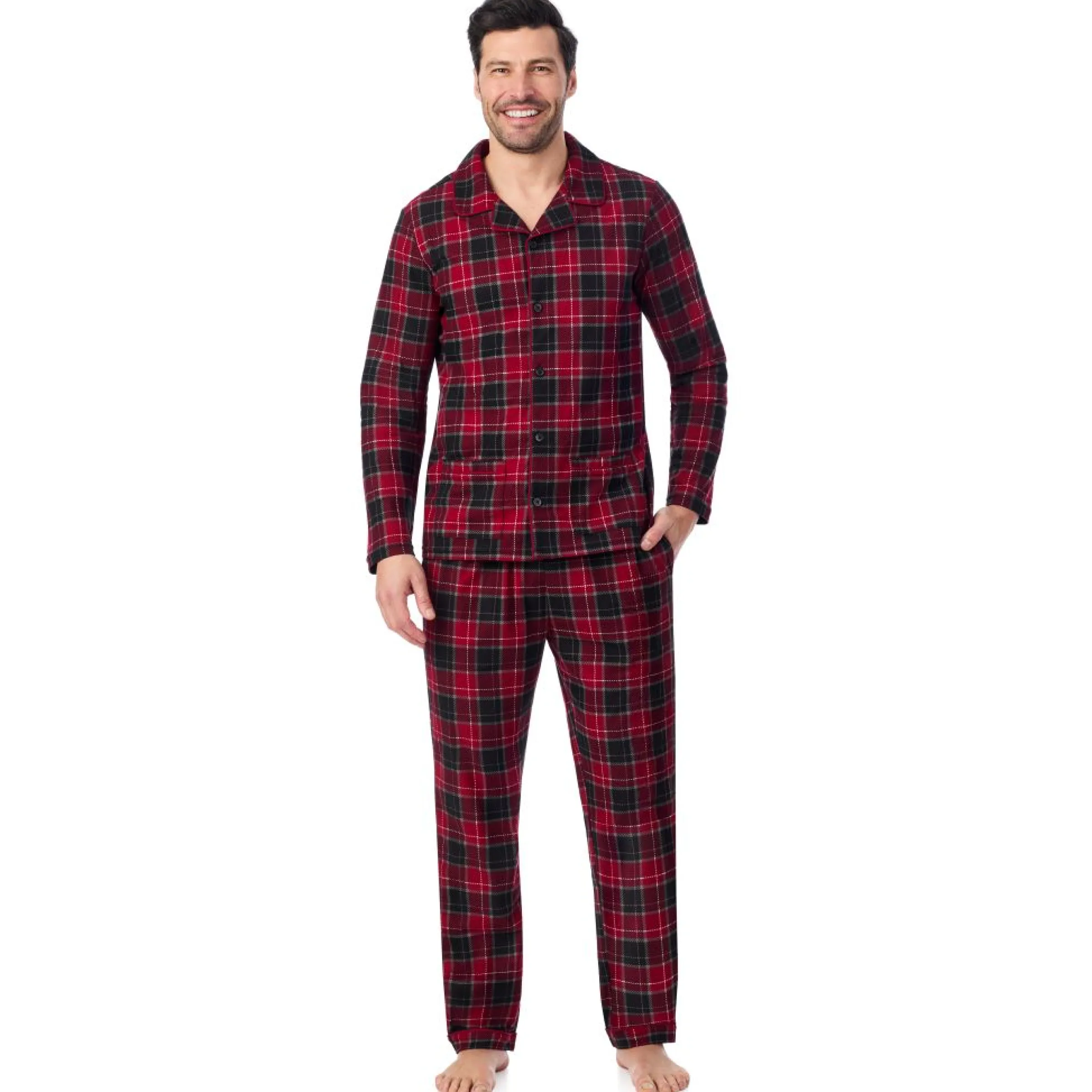 Mens Cozy Lodge Notch Pajama 2-Pc Set Sleepwear|Pants