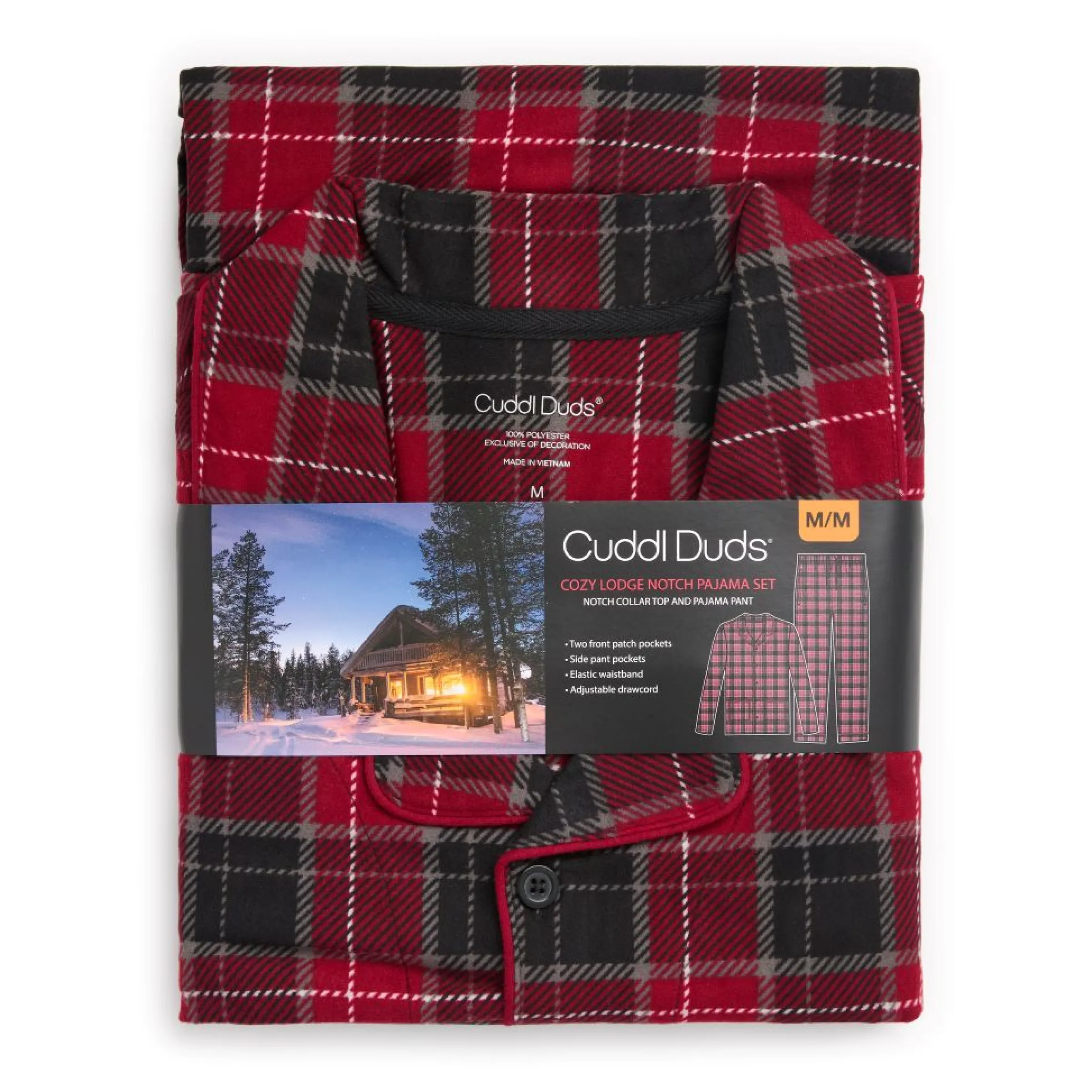 Mens Cozy Lodge Notch Pajama 2-Pc Set Sleepwear|Pants