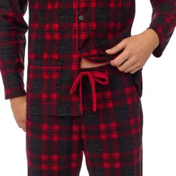 New Mens Cozy Lodge Notch Pajama 2-Pc Set Sleepwear