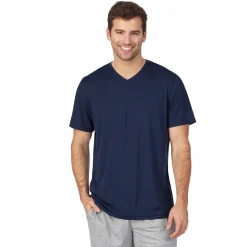 Best Mens Far-Infrared Enhance Sleep Short Sleeve V-Neck Top Sleepwear|Tops