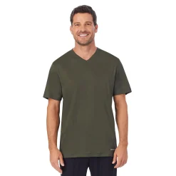 Best Mens Far-Infrared Enhance Sleep Short Sleeve V-Neck Top Sleepwear|Tops