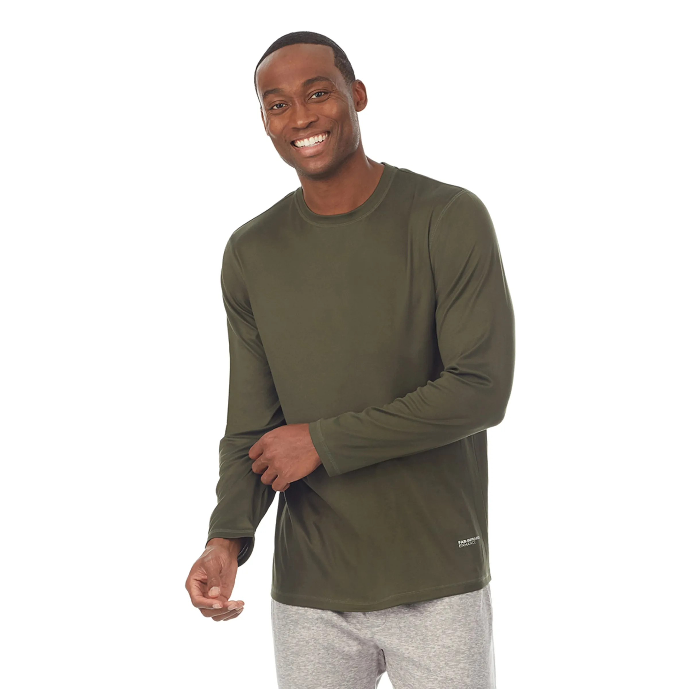 Mens Far-Infrared Enhance Sleep Long Sleeve Crew Neck Top Sleepwear|Tops