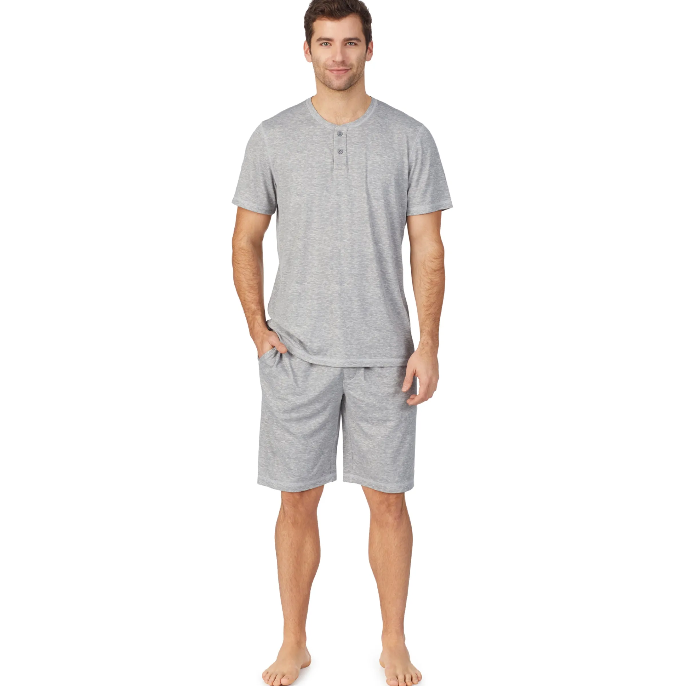 Discount Mens Far-Infrared Enhance Sleep Short Sleeve Henley Top Sleepwear|Tops