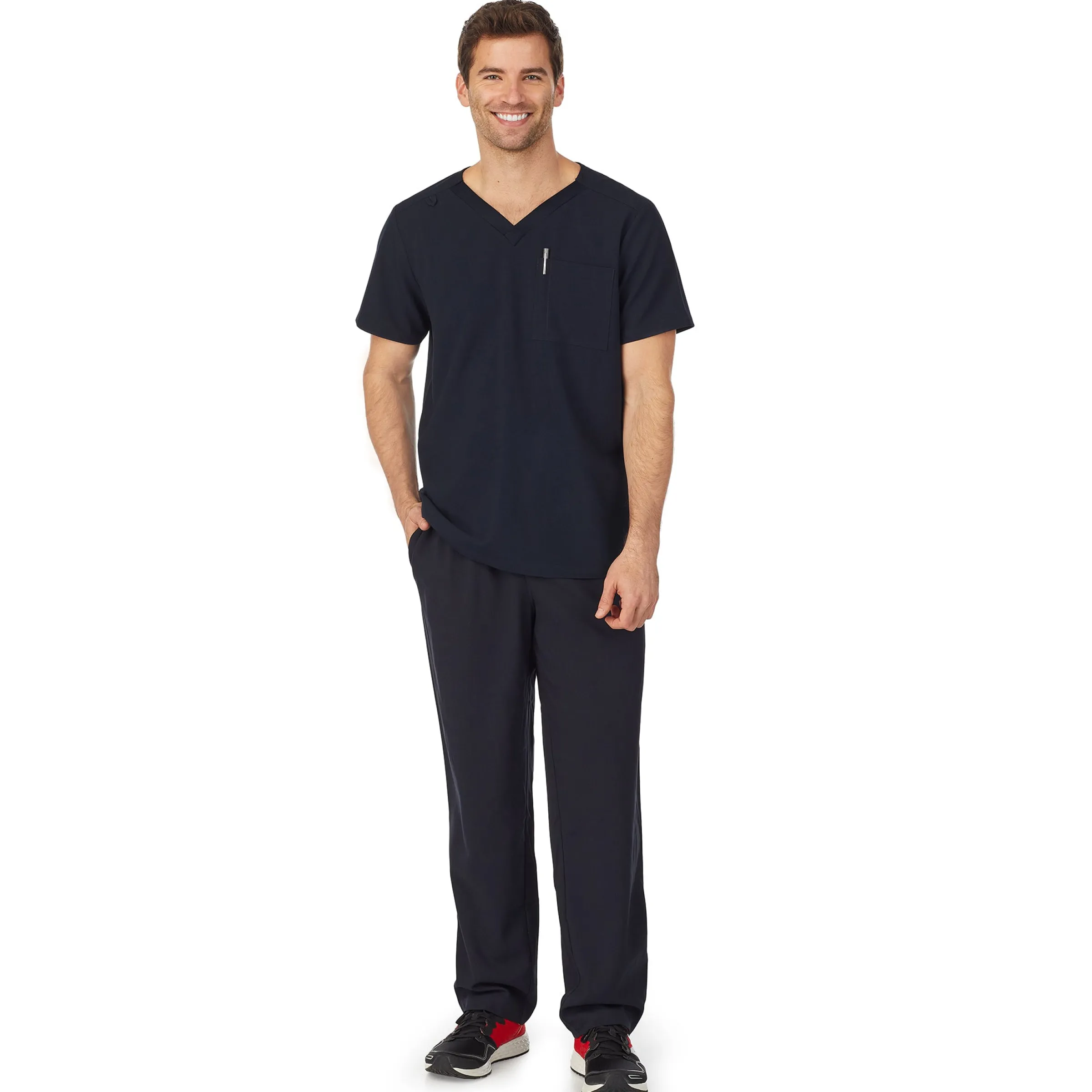 Outlet Mens Scrub V-Neck Top with Chest Pocket Scrubs|Mens Scrubs