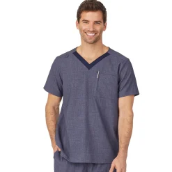 Outlet Mens Scrub V-Neck Top with Chest Pocket Scrubs|Mens Scrubs