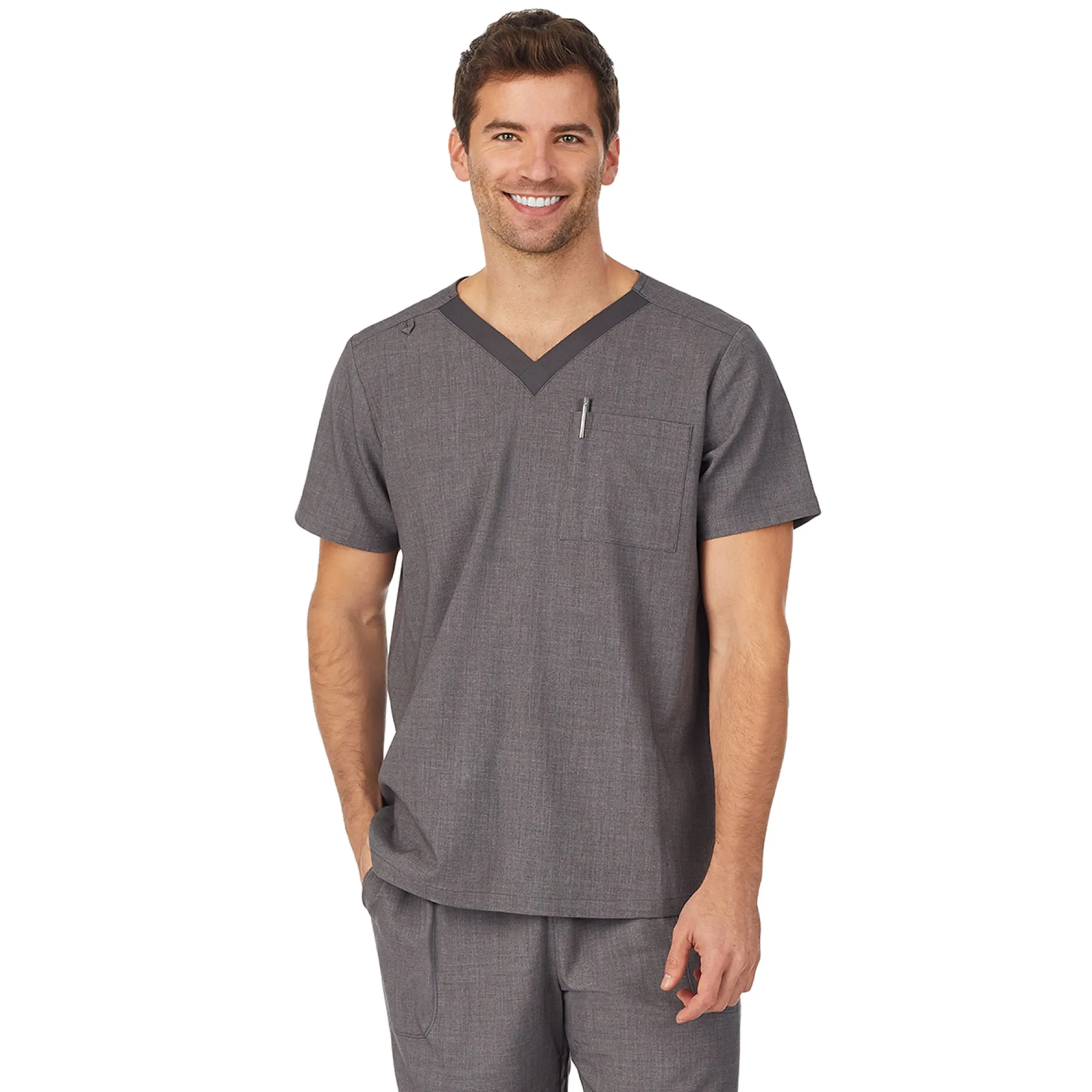 Outlet Mens Scrub V-Neck Top with Chest Pocket Scrubs|Mens Scrubs