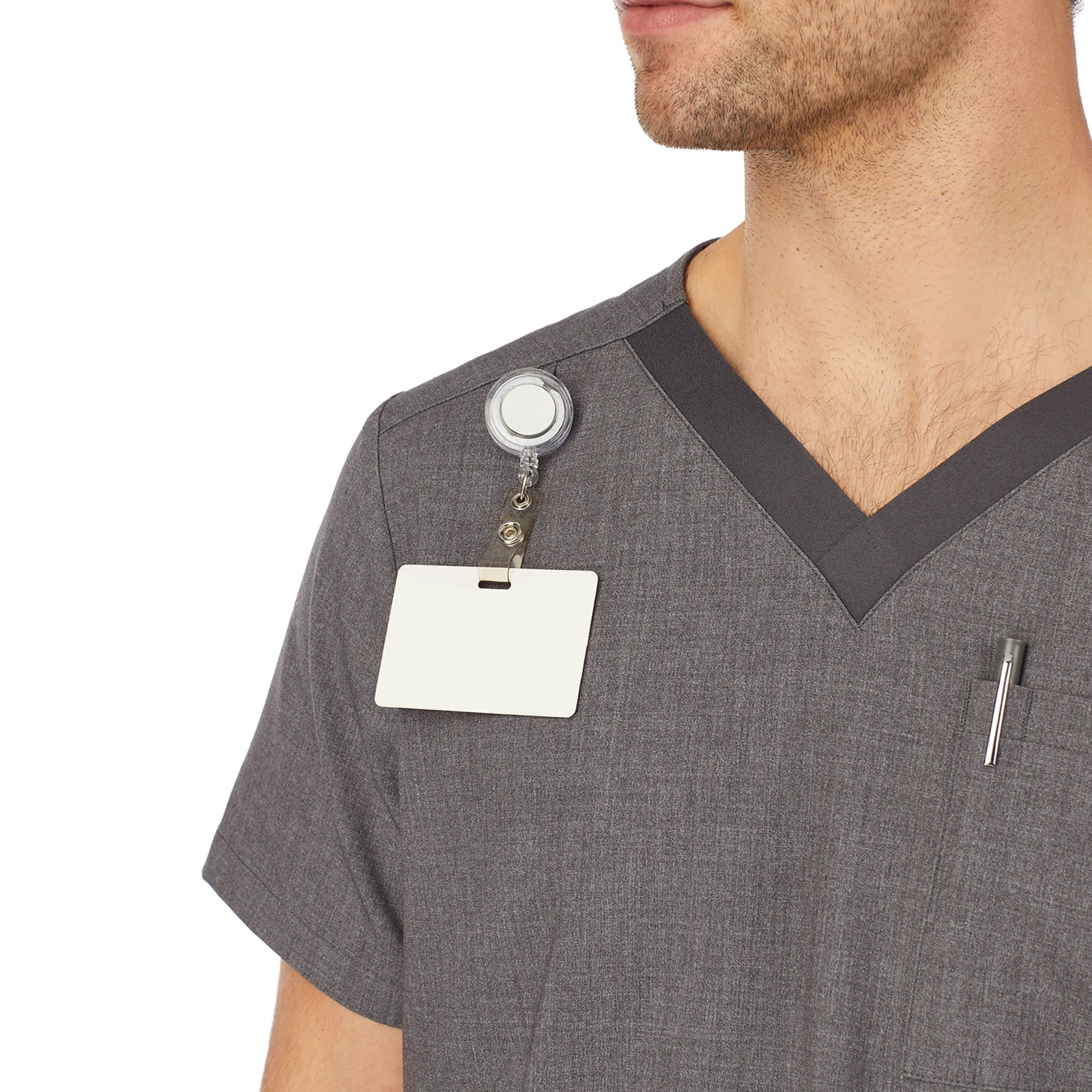 Outlet Mens Scrub V-Neck Top with Chest Pocket Scrubs|Mens Scrubs
